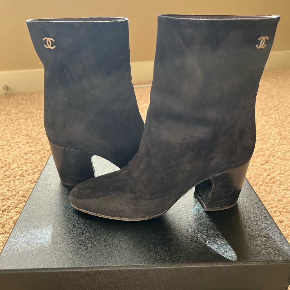 Chanel suede calfskin boots